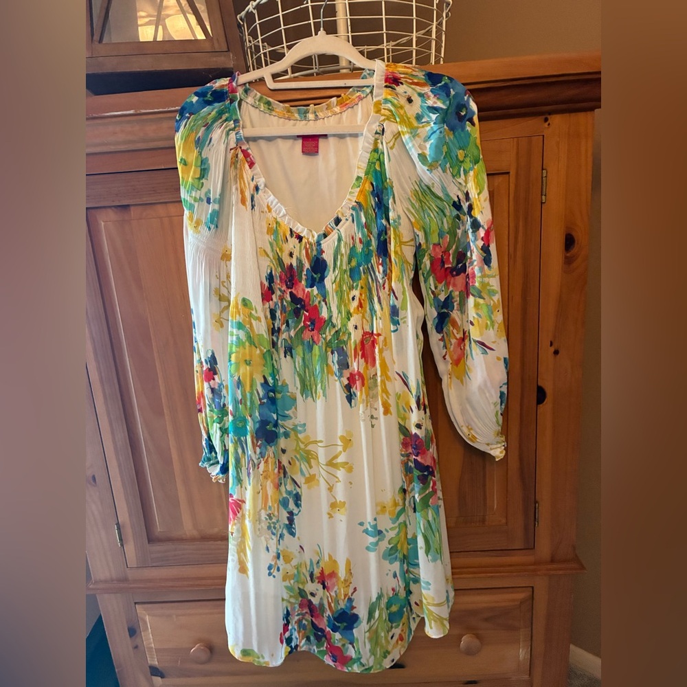 Sunny Leigh White Dress with Hot Pink Label